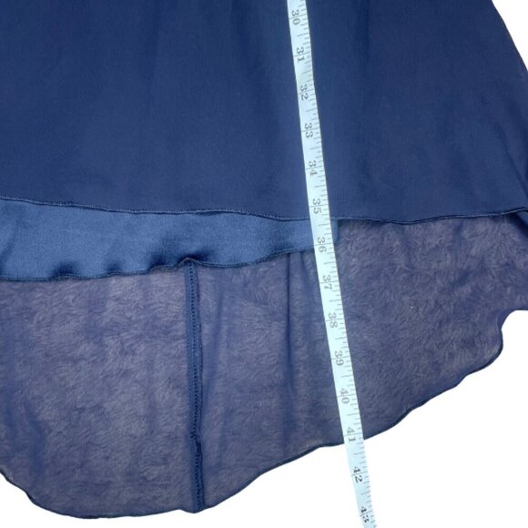 Enfocus Studio Navy Blue Rosette Bodice Sleeveless Chiffon Skirt Dress Size 10 - Picture 6 of 9